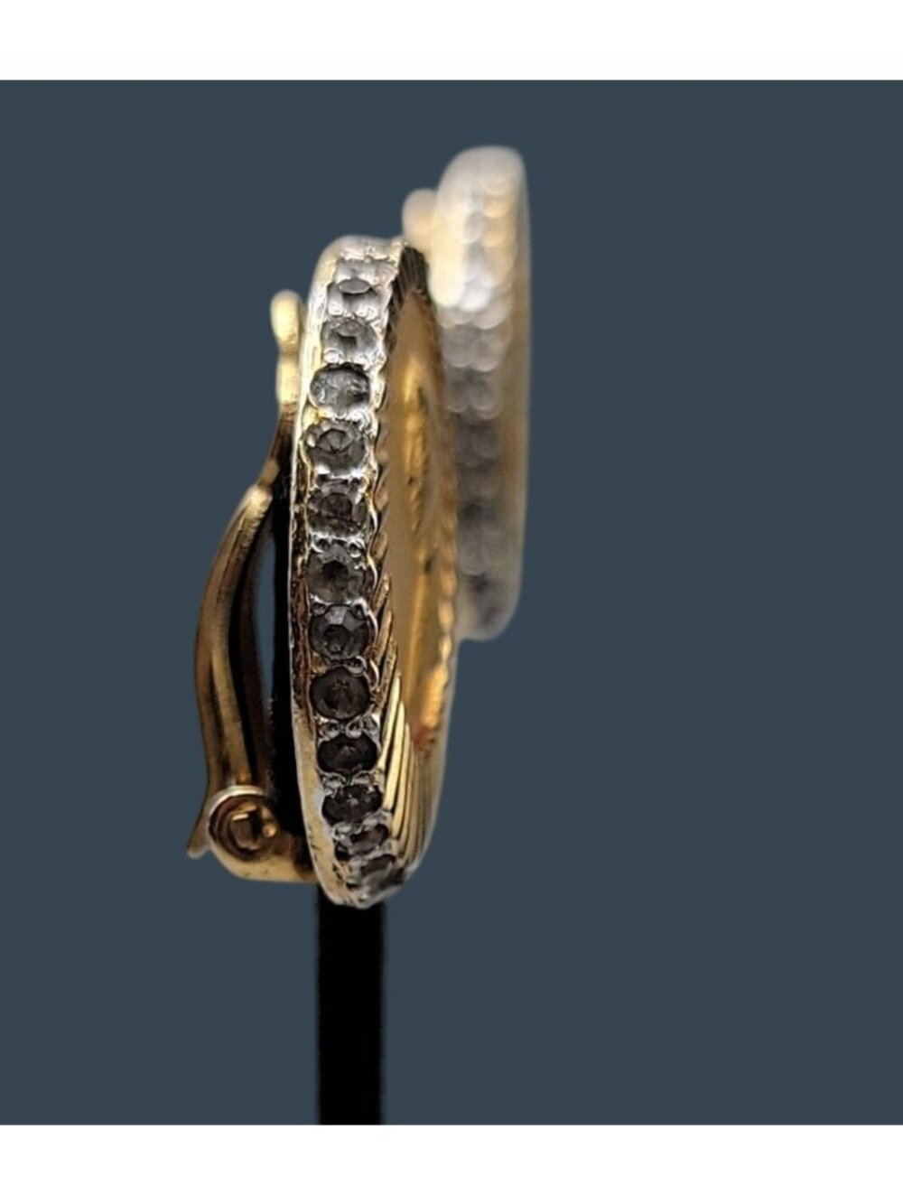 Vintage Signed Nettie Rosenstein Medici Coin Clip On Earrings Rhinestone Border - Picture 13 of 16